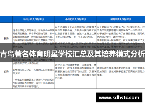 青岛著名体育明星学校汇总及其培养模式分析